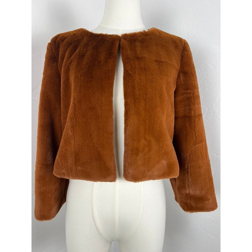 FAUX FUR BOLERO CROPPED JACKET IN RUST (Womans: XS to S)